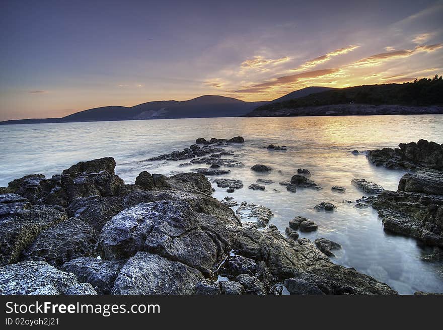 Sumer sunset, landscape, becah in Montenegro