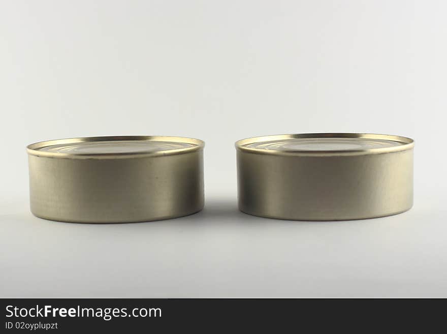 Canned food isolated on white