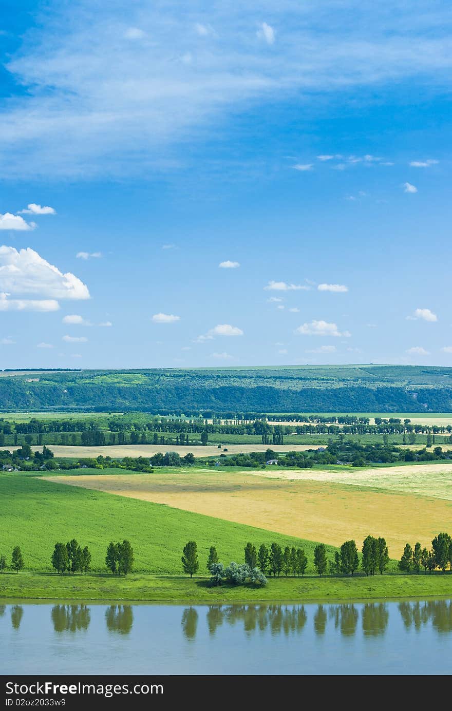 High vantage point view of a country landscape