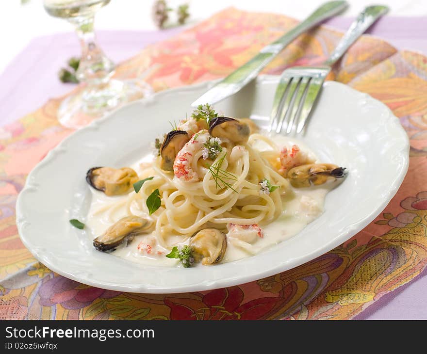 Pasta with shelfish