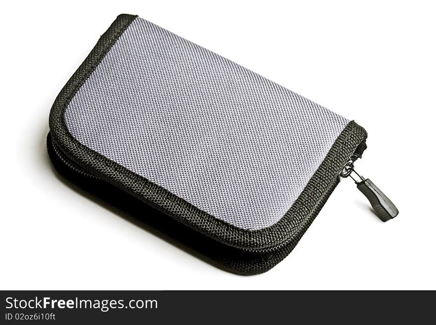 Simple gray purse isolated on white background