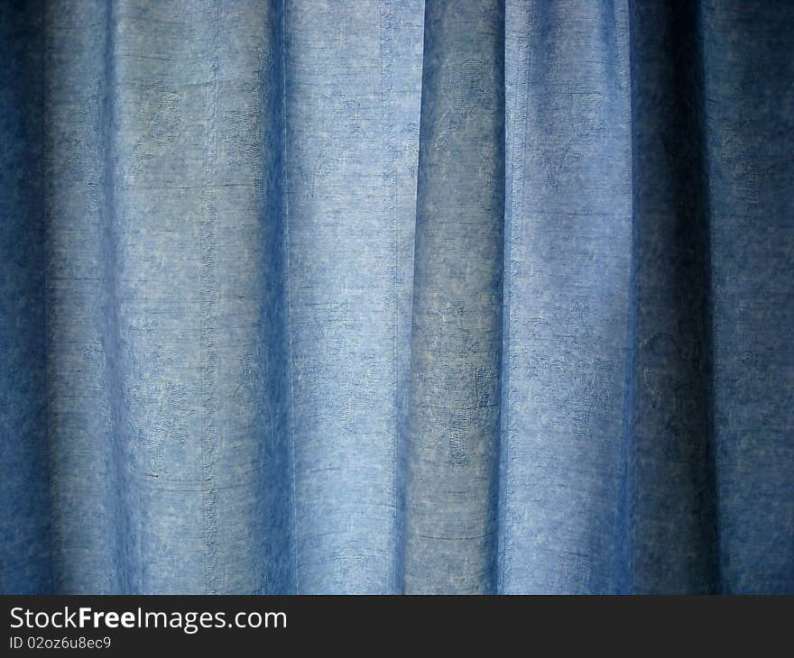 Texture of blue curtain fabric background