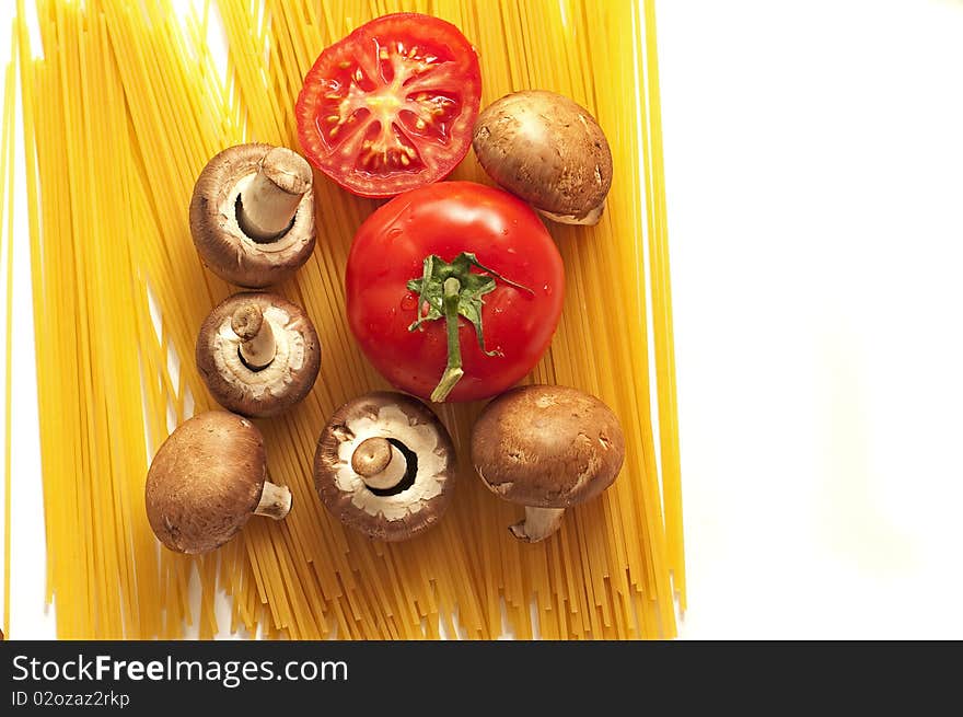 Tomato, Spaghetti And Mushrooms