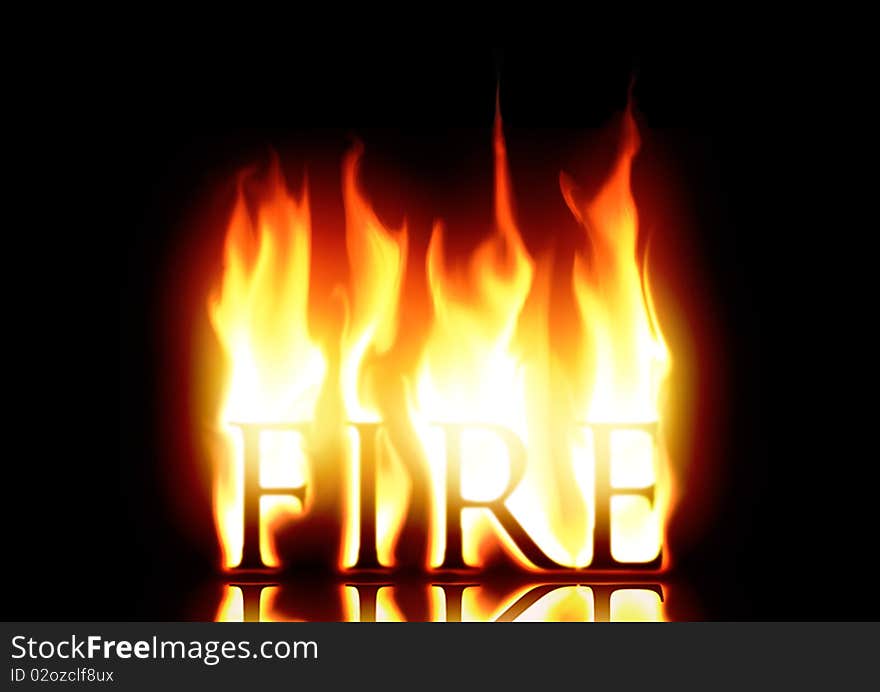 Fire isolated on a black background