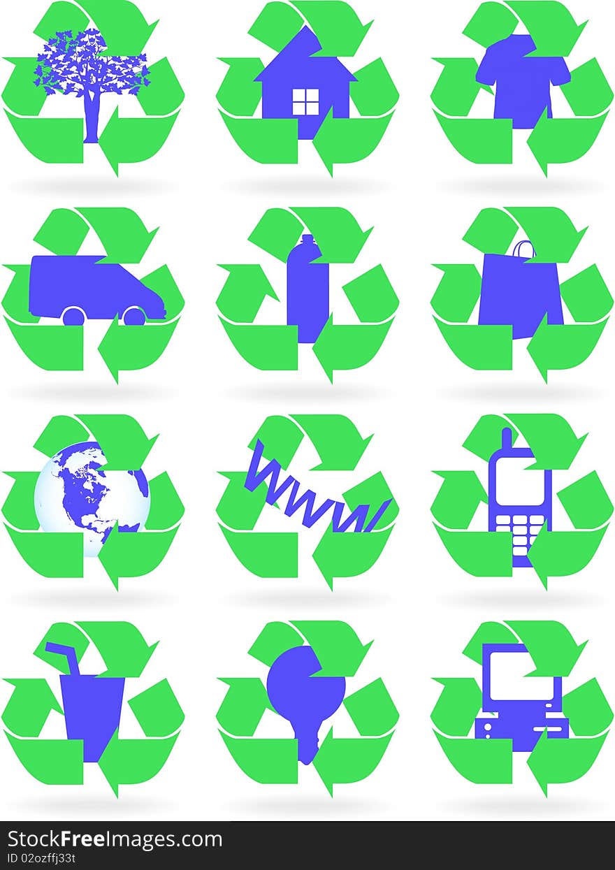 Recycle icons isolated over white