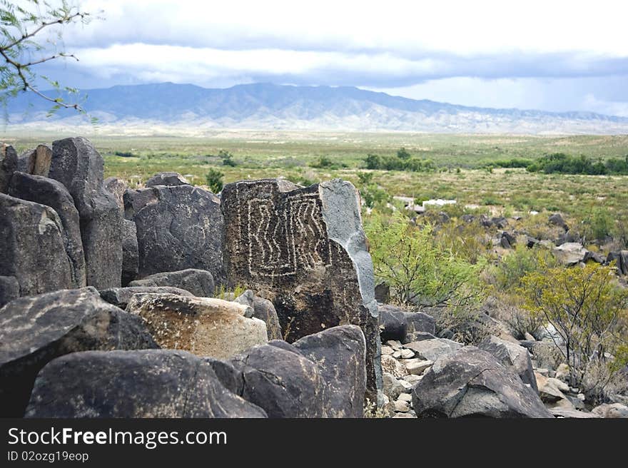 Aa abstract petroglyph at Three Rivers Petroglyphs, NM. Aa abstract petroglyph at Three Rivers Petroglyphs, NM.