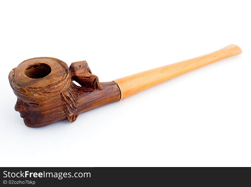 Wooden Tobacco Pipe With Indian Head