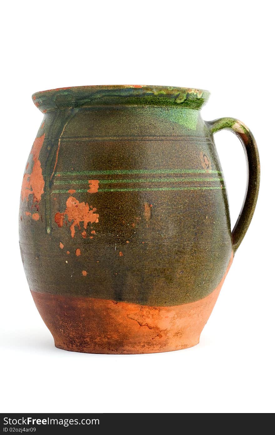 Old green clay jar