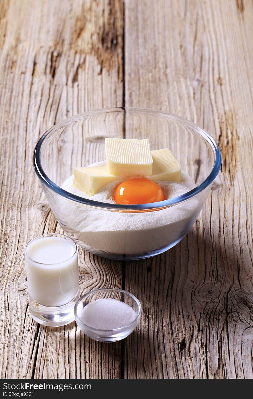 Ingredients to prepare savory pastry