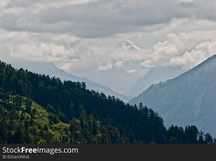 Bernese Alps near Lake Thun, switzerland