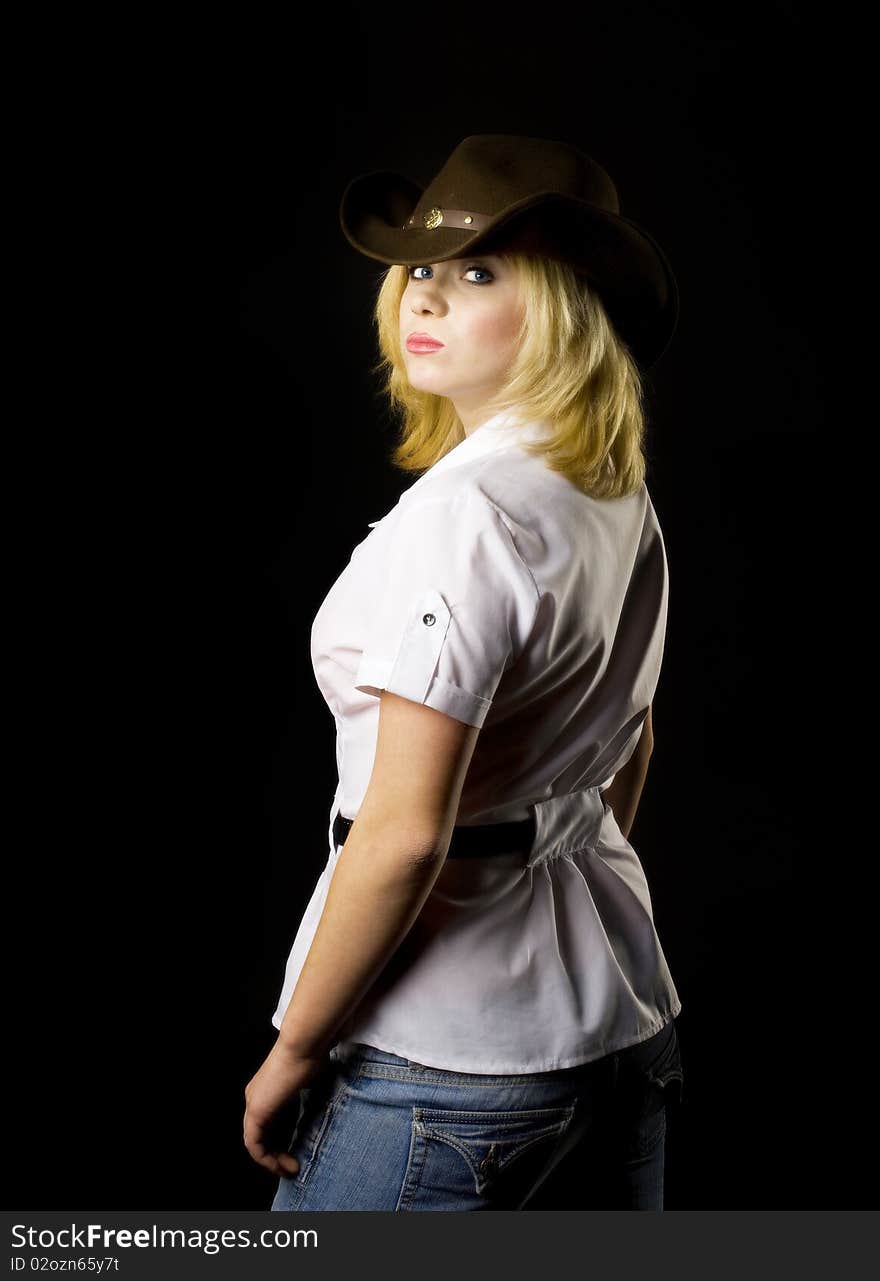 Blond CowGirl - studio shot