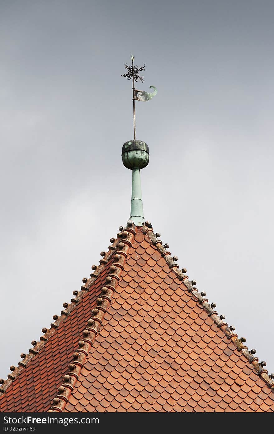 Detail of red old roof