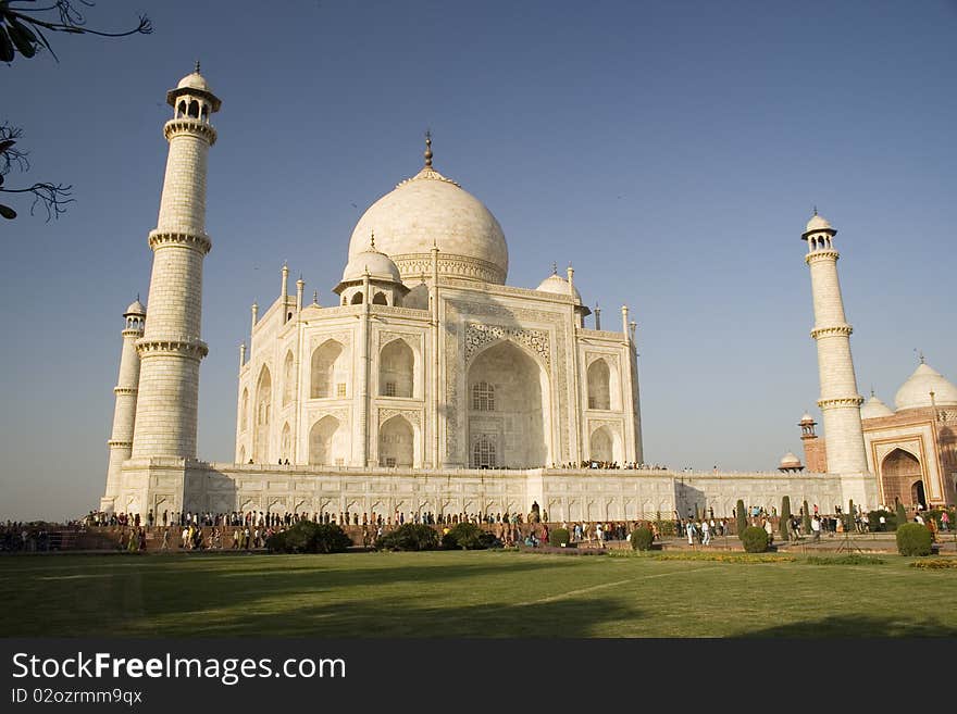 Taj Mahal in Agra - India with minarets. Taj Mahal in Agra - India with minarets