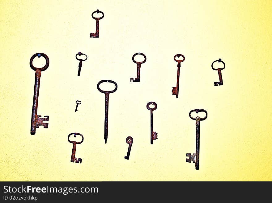 Old keys hung on the wall