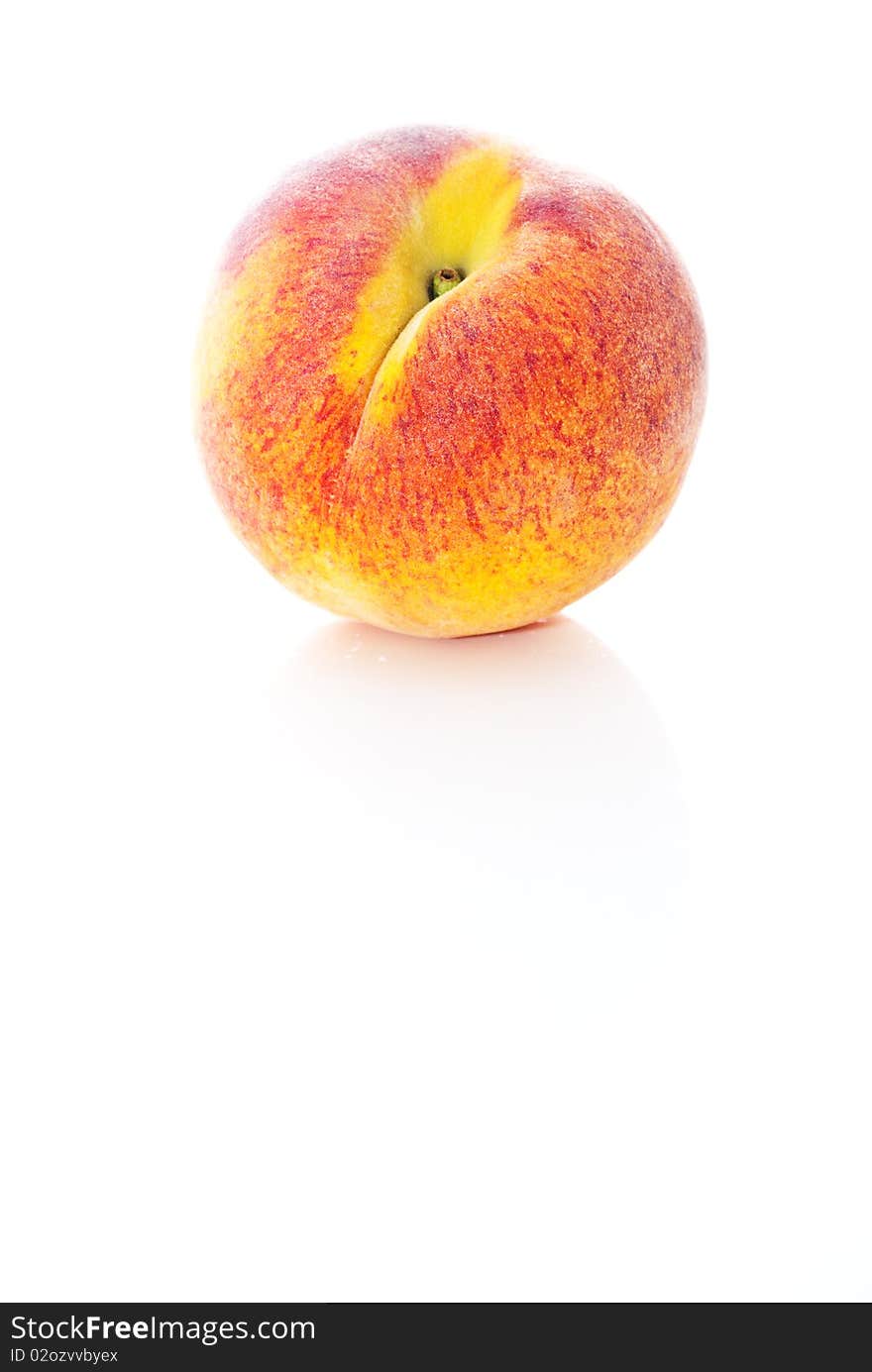 Peach on white background