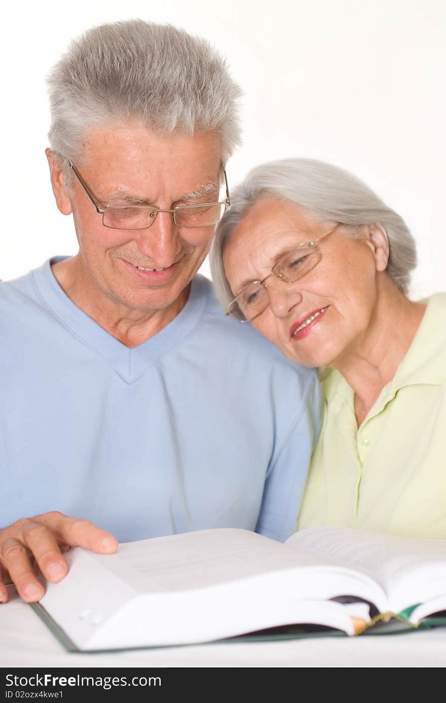 Elderly couple together on a white background. Elderly couple together on a white background