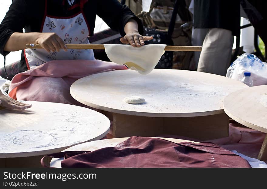 Turkish women preparing traditional food. Turkish women preparing traditional food