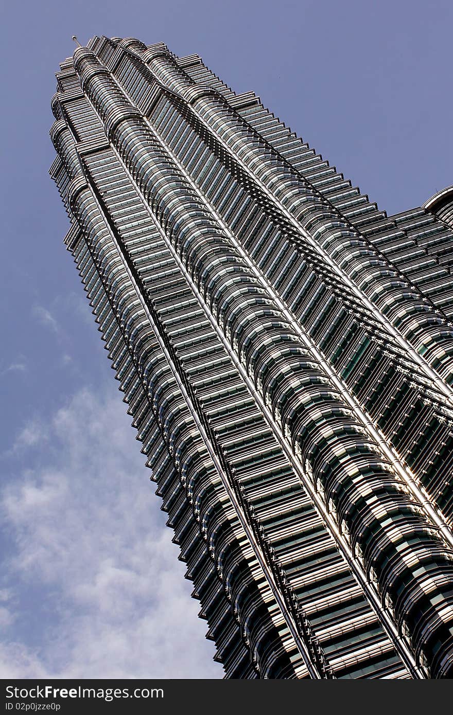 Petronas Towers high above the city of kuala Lumpur in Malaysia