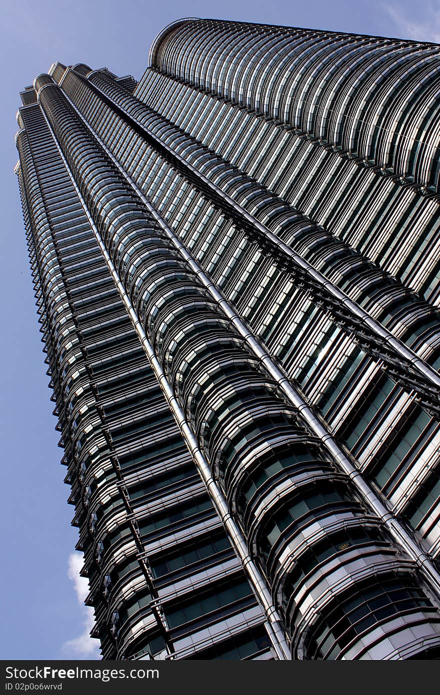 Petronas Towers high above the city of kuala Lumpur in Malaysia