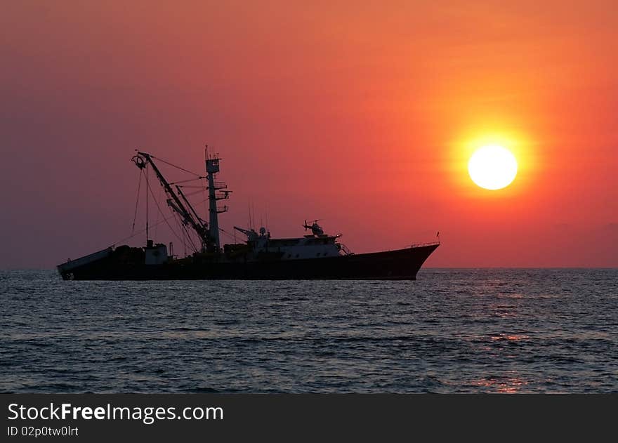 Sunset over sea in Puerto Escondido