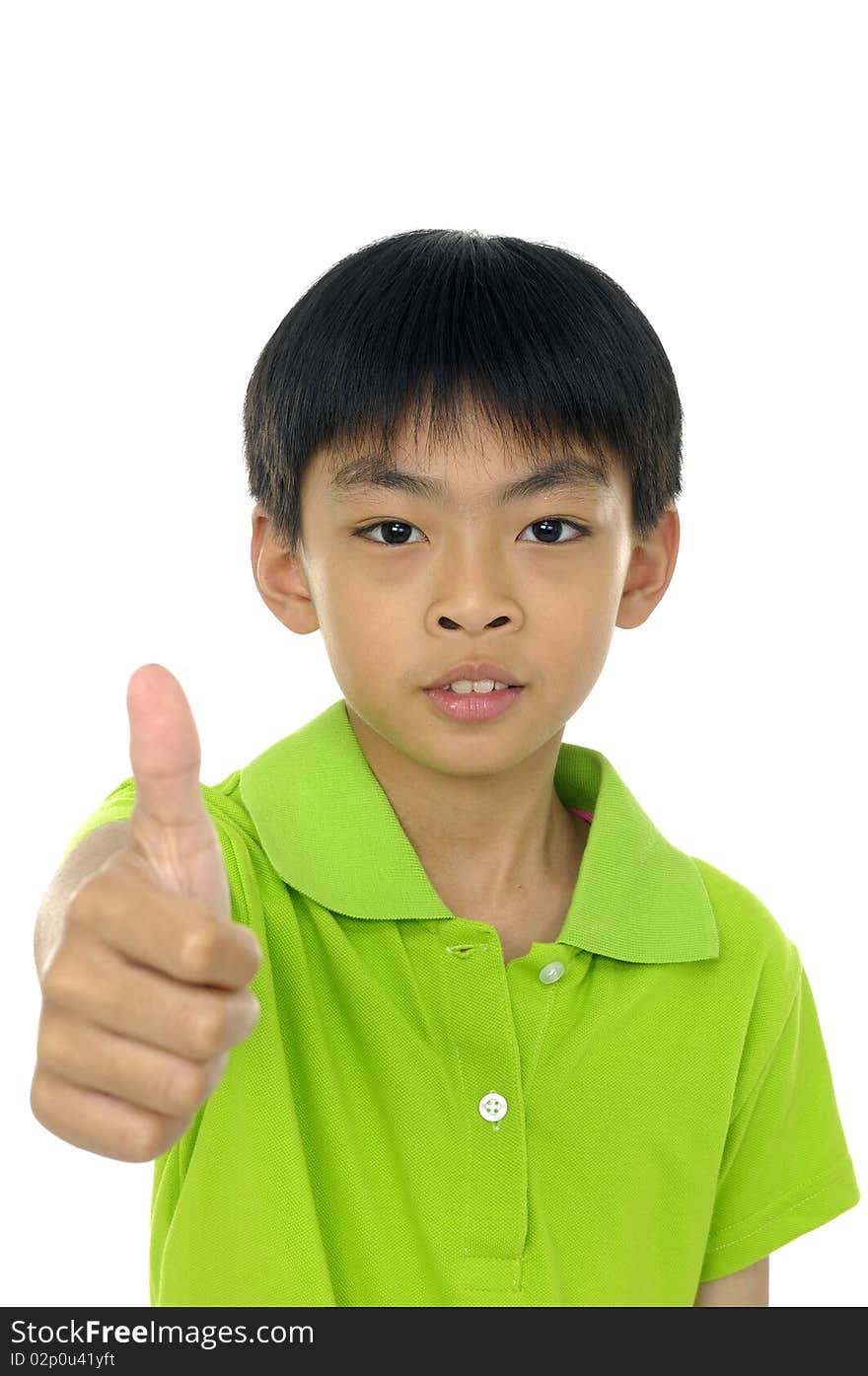 Asian boy shows the sign of ok. Asian boy shows the sign of ok