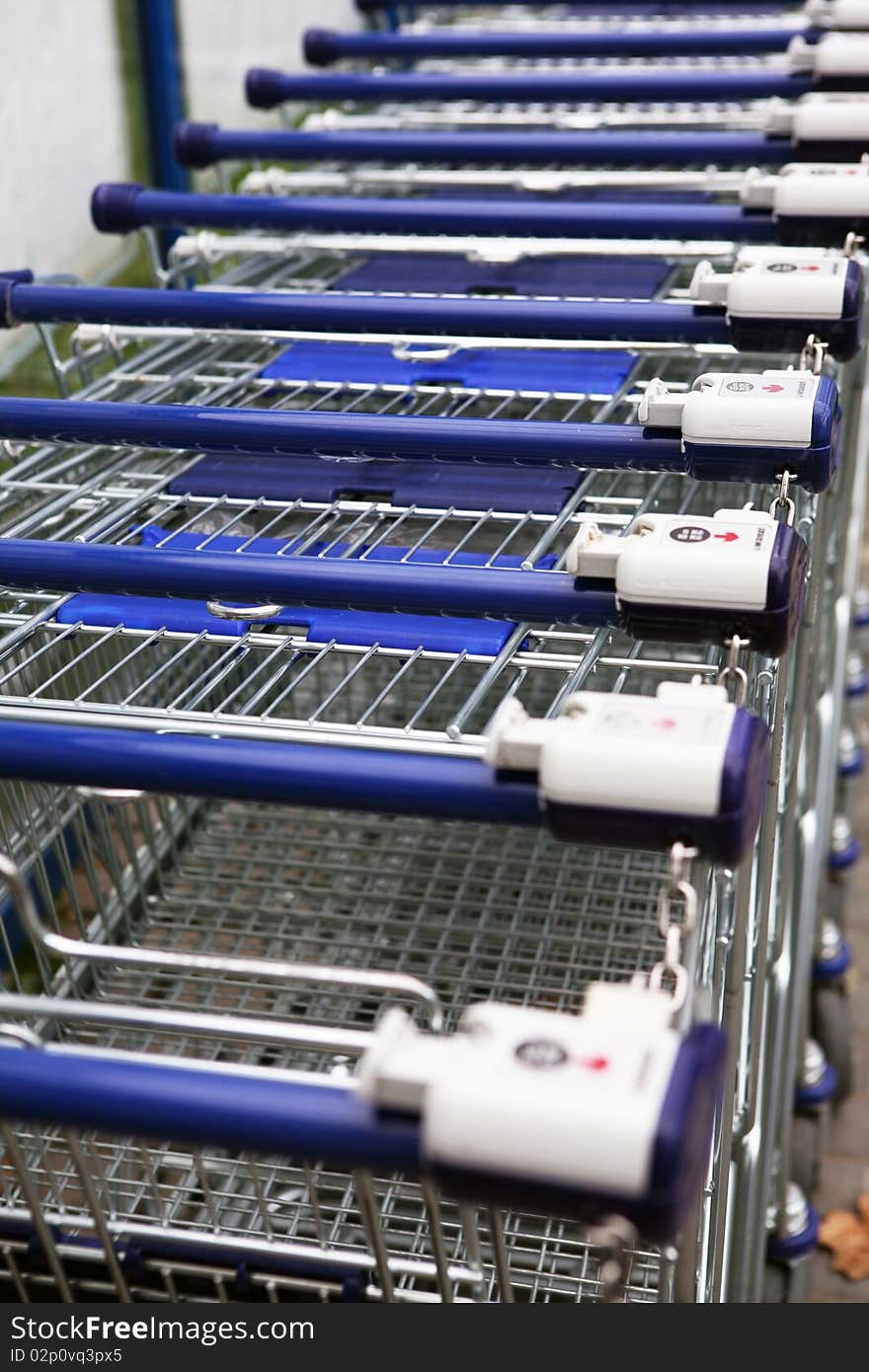 Detail of row of the shopping baskets