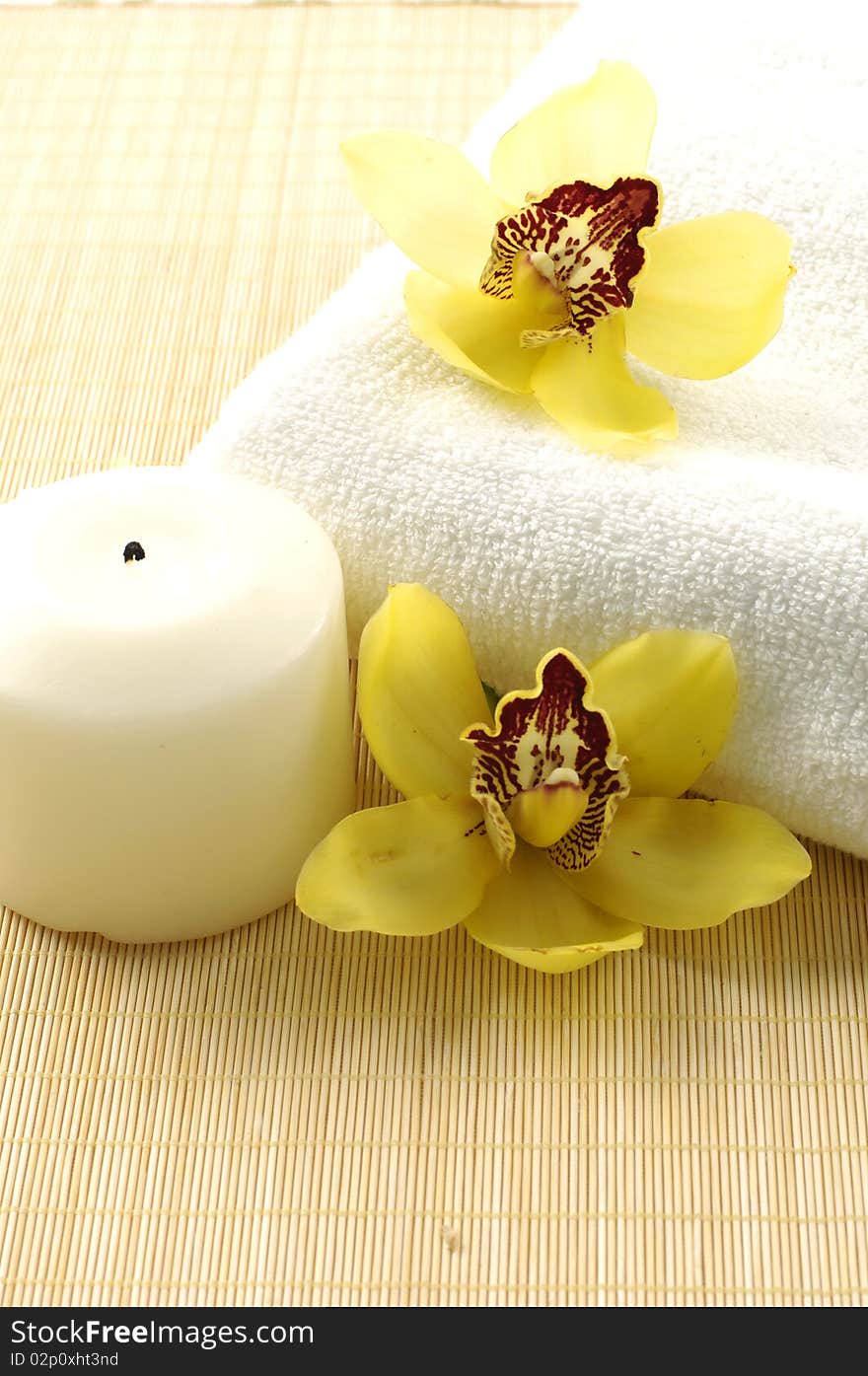 Spa and wellness massage oil and towel