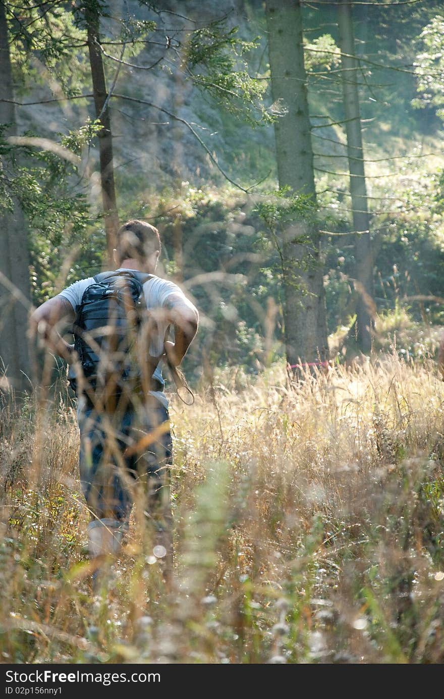 Men while hiking in the countryside