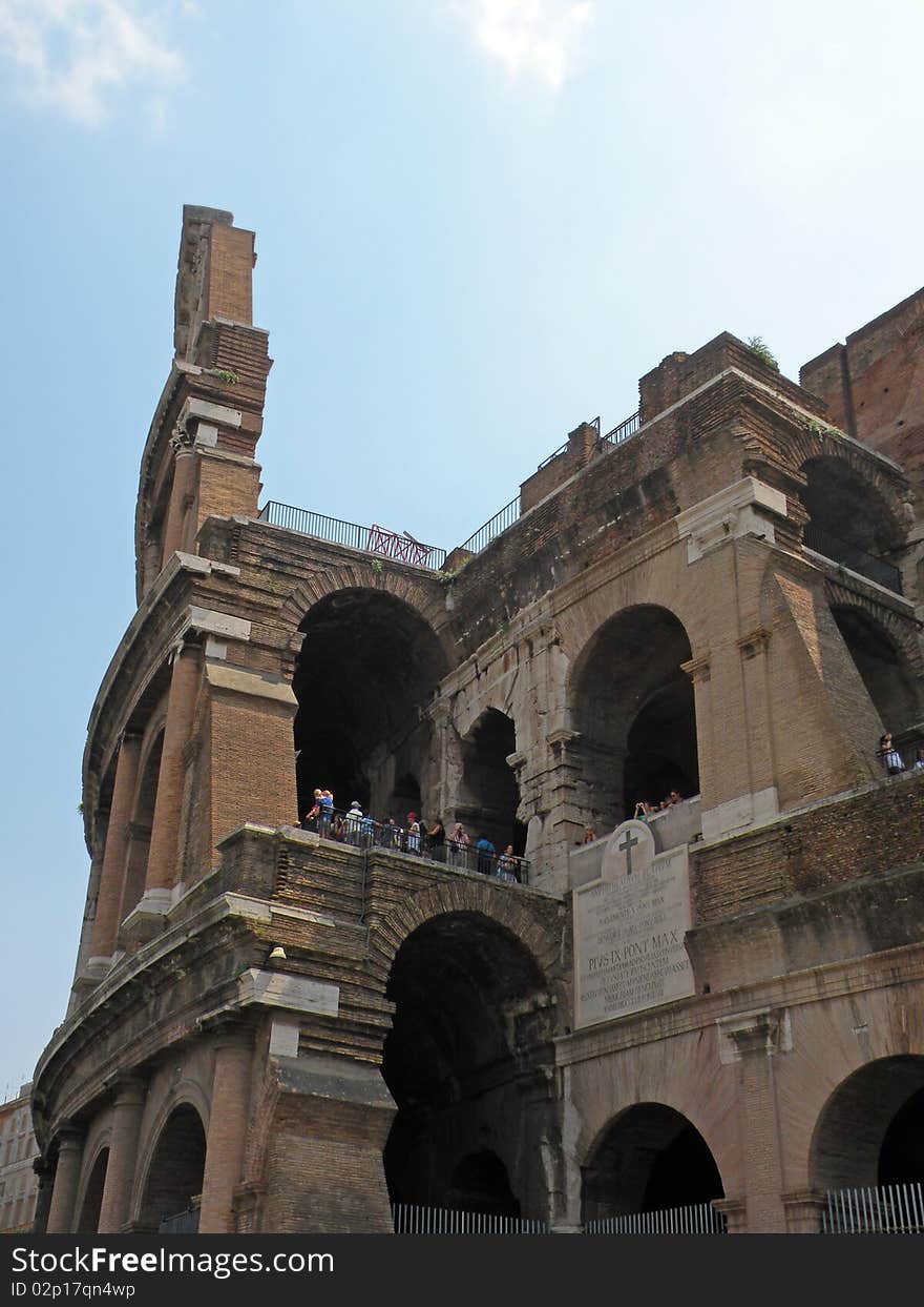 Colosseum view on a blue sky. Colosseum view on a blue sky