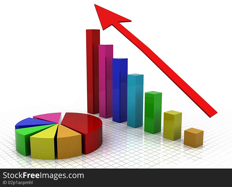 3d illustration of a business graph