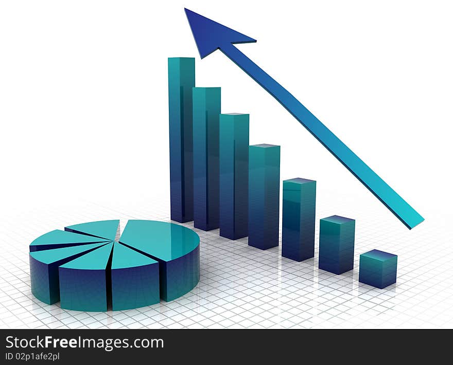 3d illustration of a business graph