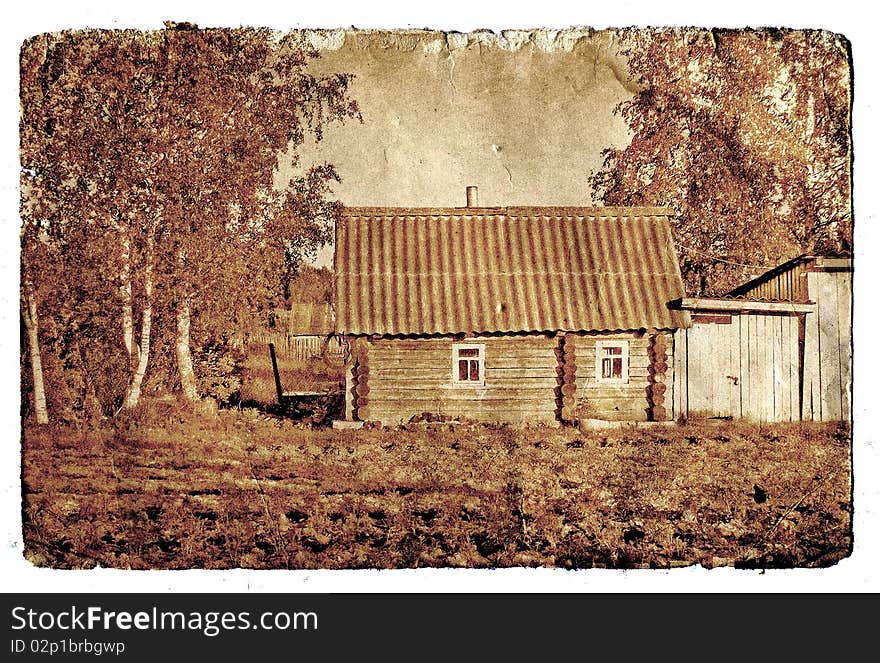 Rural house on aging photography