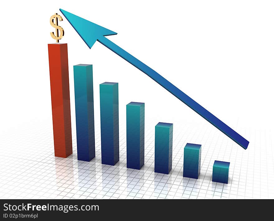 3d illustration of a business graph