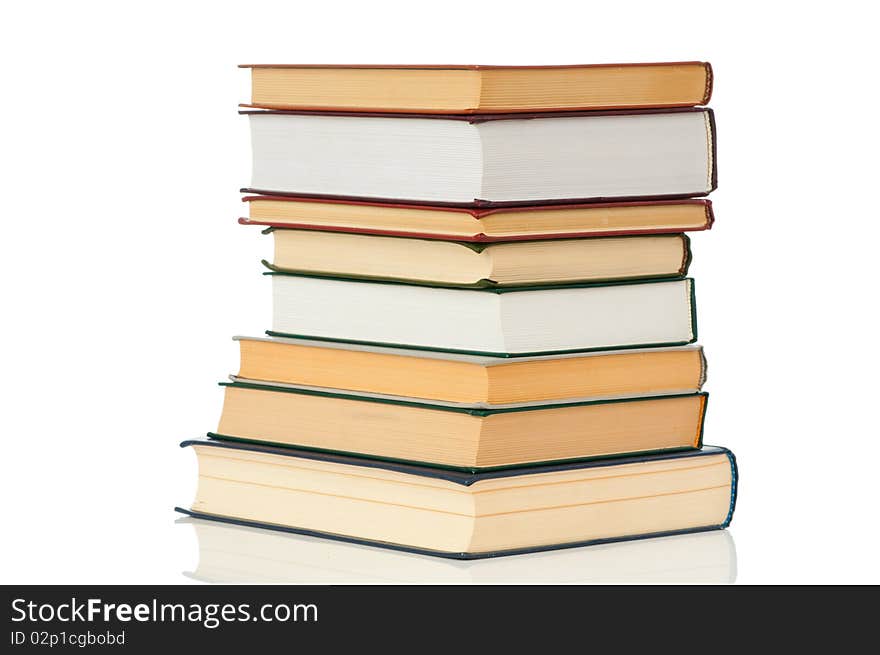 High book heap isolated on white background. High book heap isolated on white background