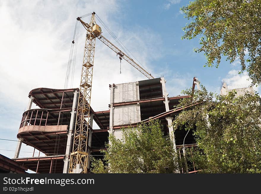 Construction site of modern building