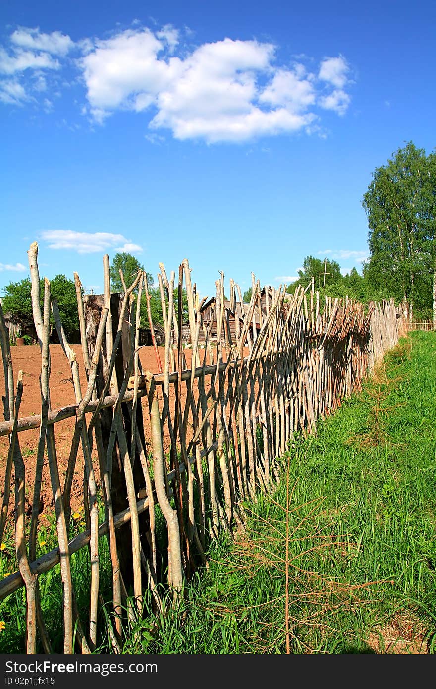 Old fence field plow near