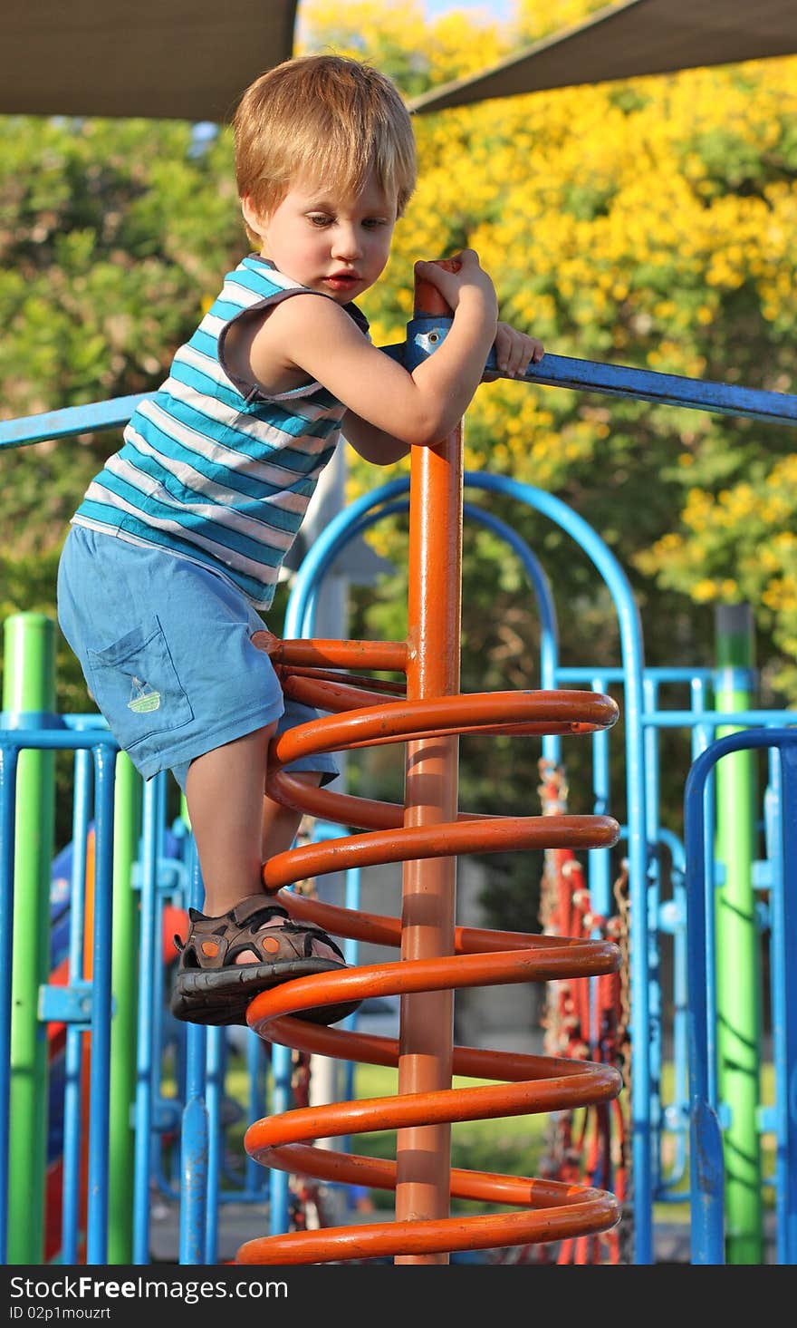 Cute young boy at the playground