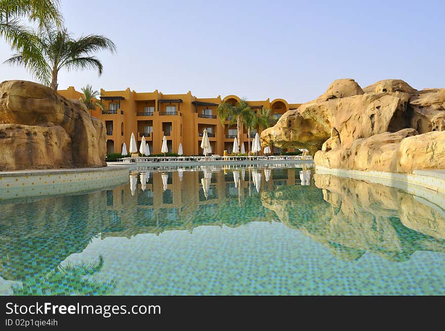 Morning smooth surface of pool