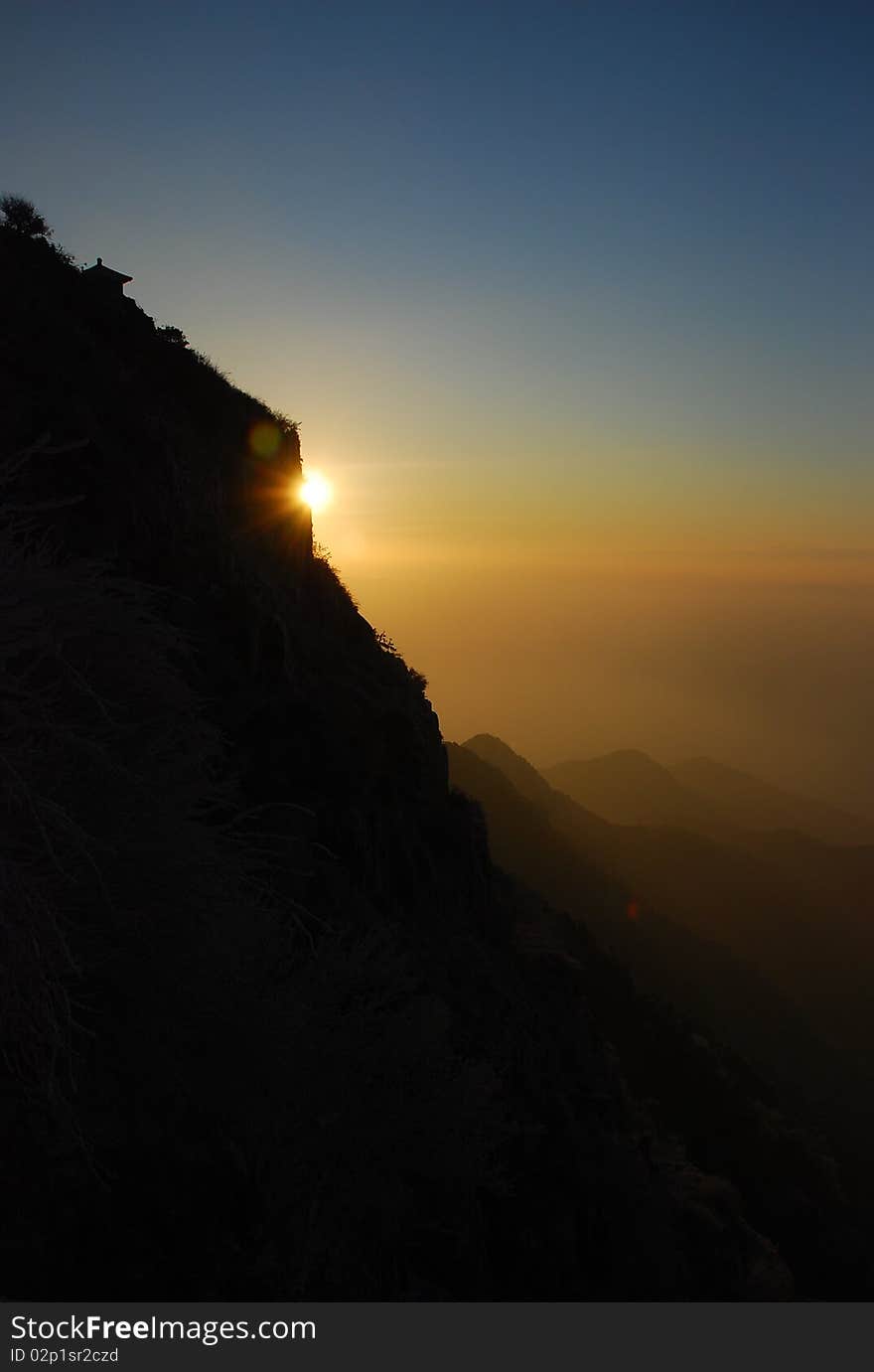 Sunrise on the mountain in china