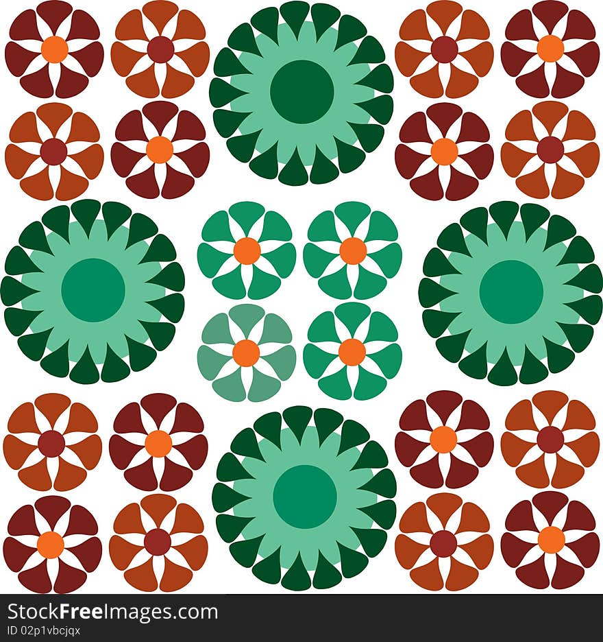 Seamless wallpaper with decorative flower ornamentation, illustration