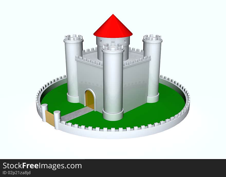 A castle isolated in white background