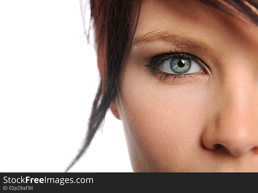 Close up of young woman isolated on a white background. Close up of young woman isolated on a white background