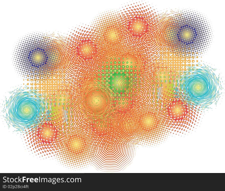 Halftone circles background in red, yellow, blue, green. Halftone circles background in red, yellow, blue, green