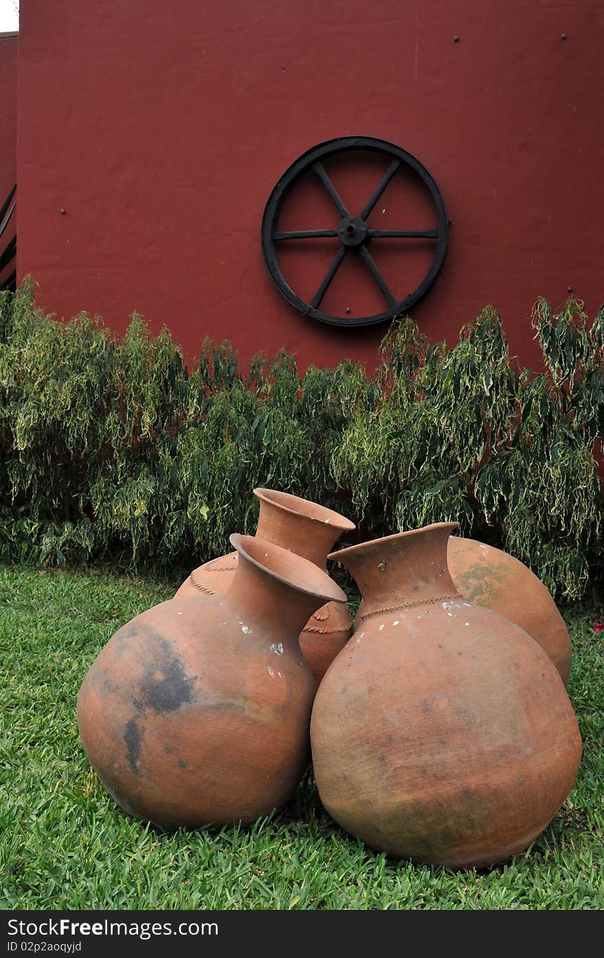 Colonial house with ceramics