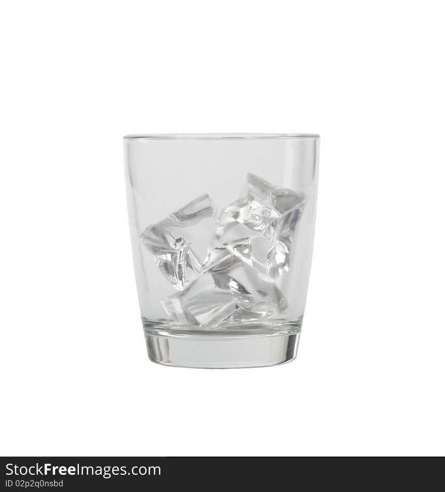 Ice cubes in a glass with a drink