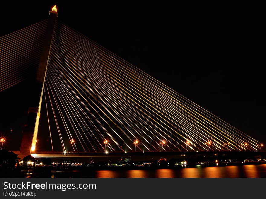 Rama VIII bridge the rope bridge are emblematic of bangkok metropolis, Thailand