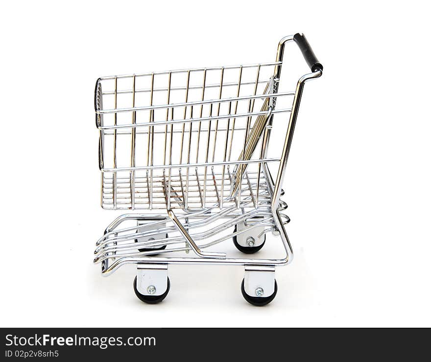 Shot of a shopping trolley isolated on white