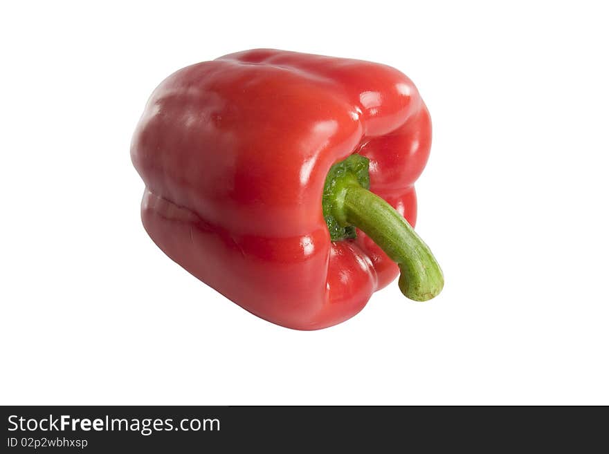 Ripe Red Bell Peppers On A White Background