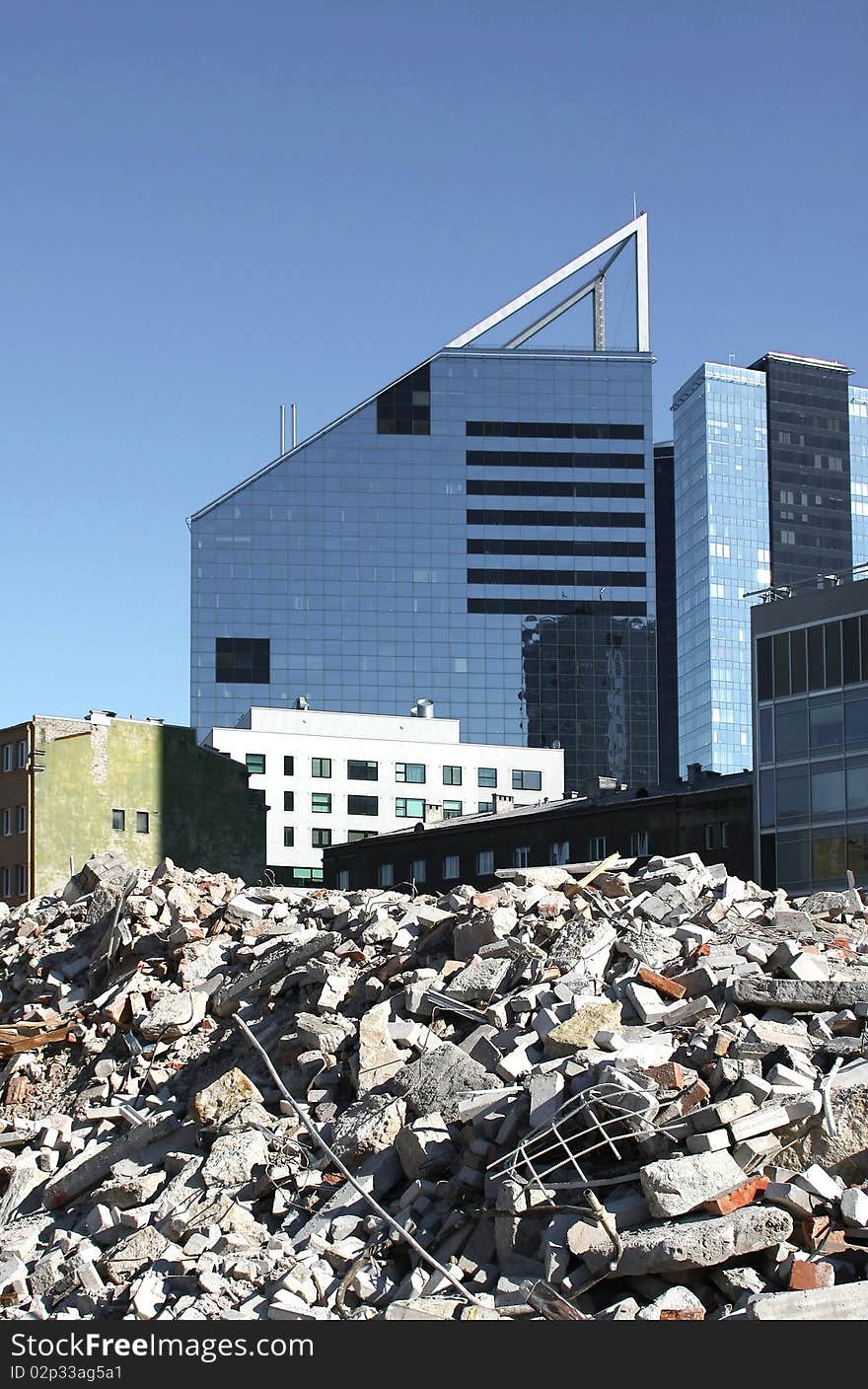 Demolished and new buildings