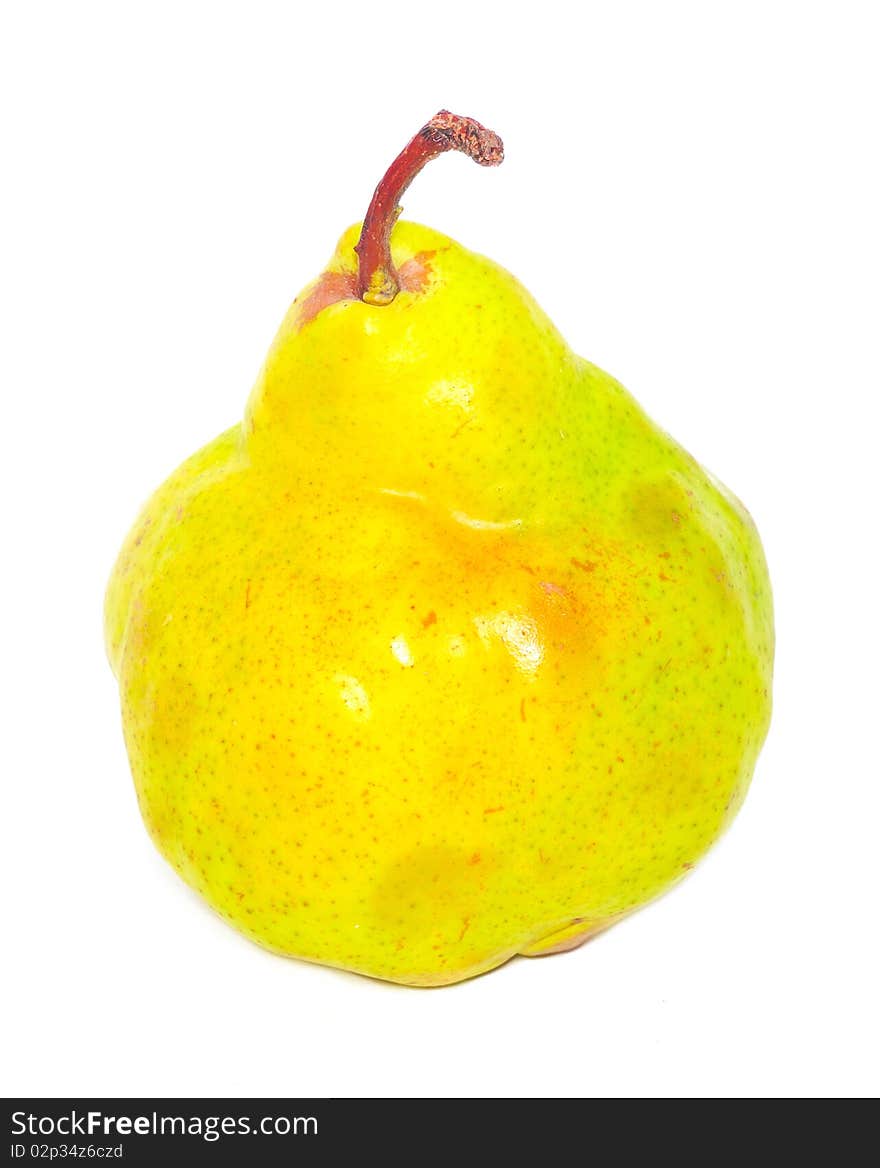 Yellow juicy pear isolated over white